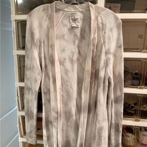 Abercrombie & Fitch Cream and gray tie dyed Knit open Sweater size large